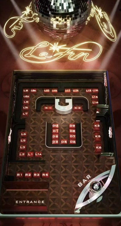 La Fin floor plan with table numbers